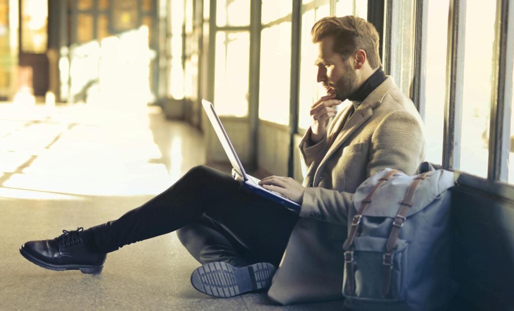 Man sitting on airport