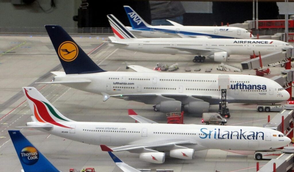 Airport with various airlines